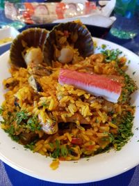 High angle view of meal served in plate