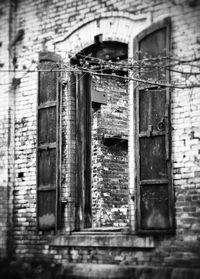 Closed door of old building