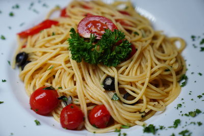 Close-up of fruit salad in plate