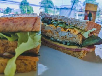 Close-up of sandwich on plate