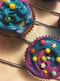 High angle view of multi colored candies