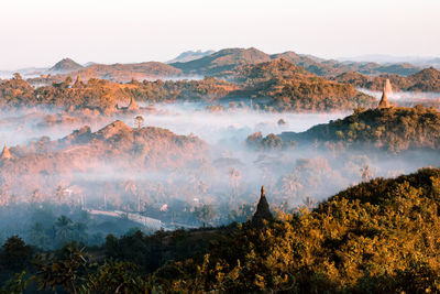 Panoramic view of landscape and mountains against sky