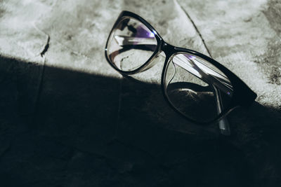 High angle view of sunglasses on table