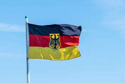 Winterberg, germany, may 28, 2023, german flag with a single-headed eagle
