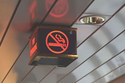 Close-up of no smoke sign