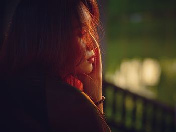 Close-up portrait of a young woman