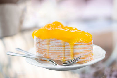 Close-up of cake in plate