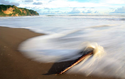 Sea waves rushing towards shore