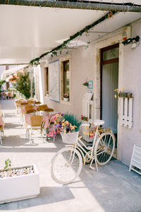 High angel view of bicycle by house