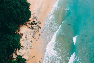 High angle view of beach