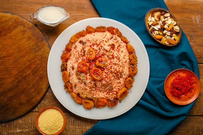 High angle view of food on table