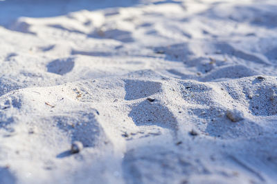 High angle view of snow on land