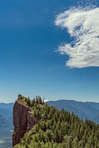 Scenic view of mountains against blue sky