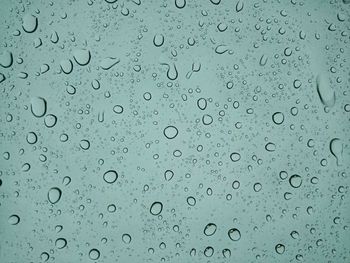 Full frame shot of raindrops on glass window