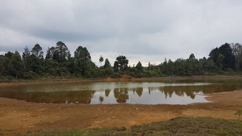 Scenic view of lake against sky