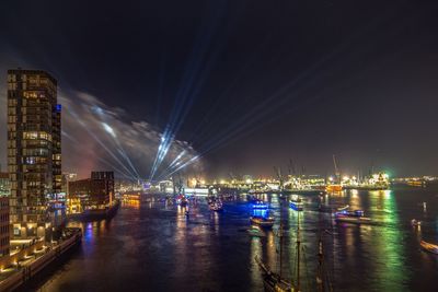 Illuminated city at night