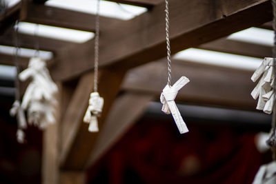 Close-up of omikuji