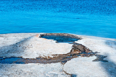 High angle view of crab on beach