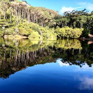 Scenic view of lake against sky