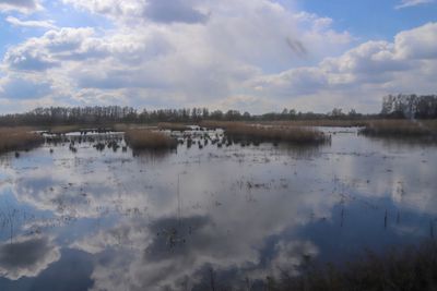 Scenic view of lake against sky