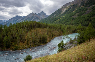 Scenic view of mountains against sky