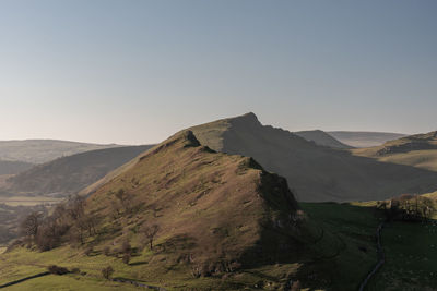 Scenic view of mountains against clear sky