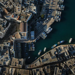 High angle view of buildings in city