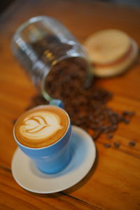 Coffee cup on table