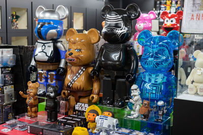 Close-up of toys for sale in store