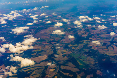 Aerial view of clouds over remote landscape