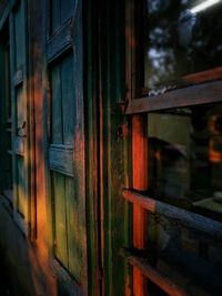 Close-up of old wooden door of building