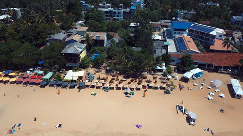 High angle view of crowd on beach