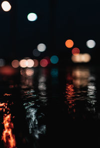 Defocused image of illuminated lights at night