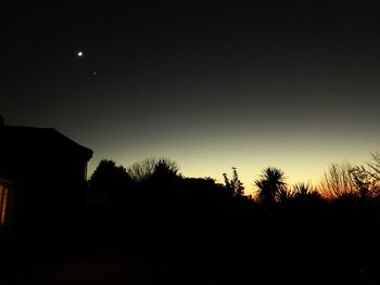 Low angle view of silhouette trees against sky during sunset