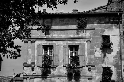 Low angle view of old building against sky