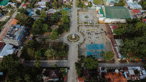 High angle view of buildings in city