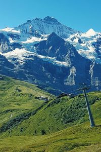 High angle view of mountains against clear sky