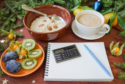 Close-up of breakfast on table