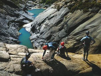 People on snow covered mountain