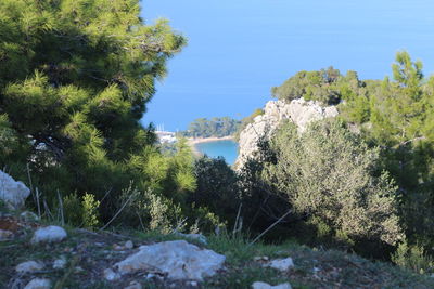 Scenic view of rock formations against sky