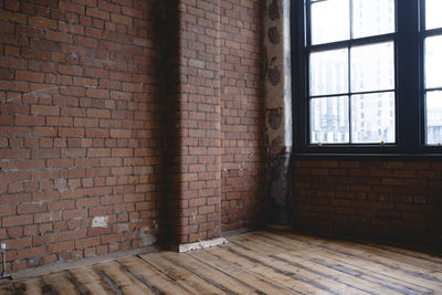 View of brick wall with windows