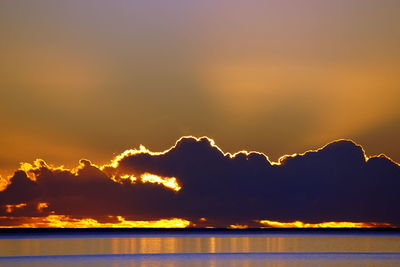 Scenic view of sea against sky at sunset