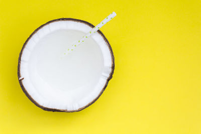 High angle view of drink on table