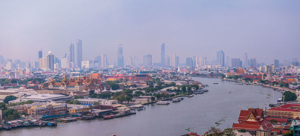 Aerial view of city at waterfront