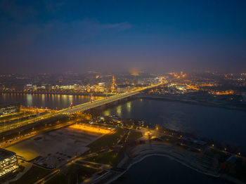 Budapest - rakoczi bridge at night from drone view