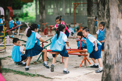 Group of people playing outdoors