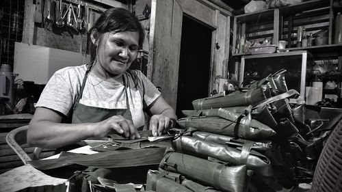 Woman working in workshop