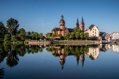 Reflection of building in lake