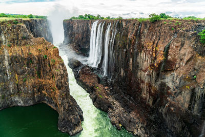 Scenic view of waterfall