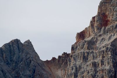 Rock formations on mountain against clear sky